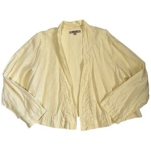 FLAX Pale Yellow Lightweight Open Front Cardigan Sz L